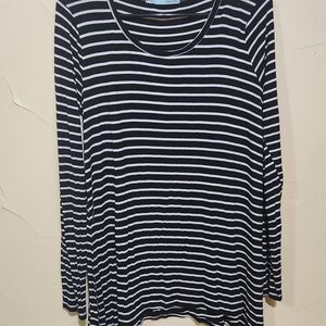 Maurices Black and White Striped Long Sleeve Tee